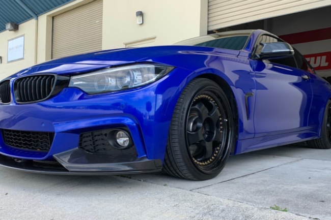 Gloss Berry Blue-color-change-car-vinyl-wrap-knoxville-tennessee front bumper