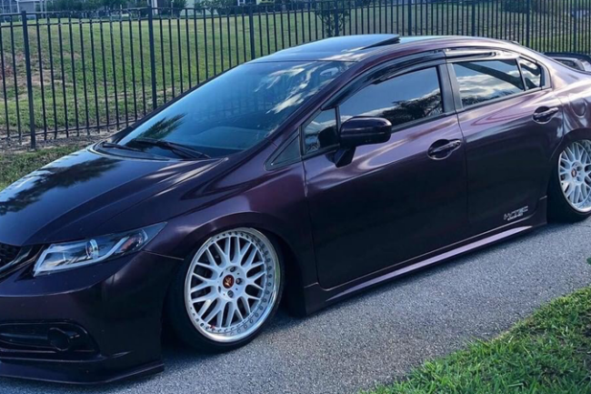 Gloss Black Rose-color-change-car-vinyl-wrap-knoxville-tennessee front left