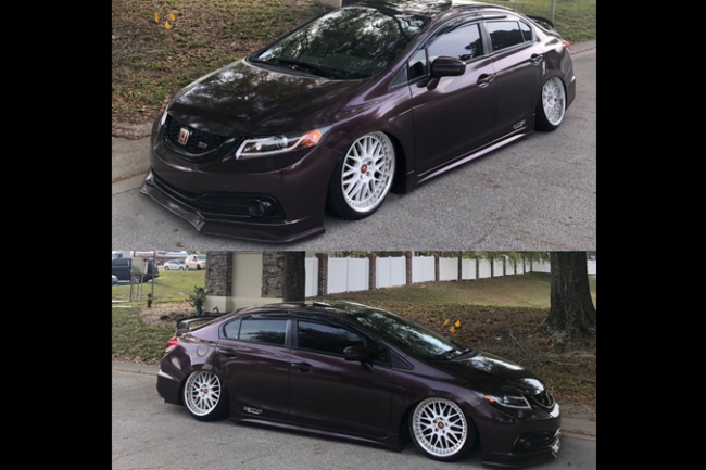 Gloss Black Rose-color-change-car-vinyl-wrap-knoxville-tennessee honda