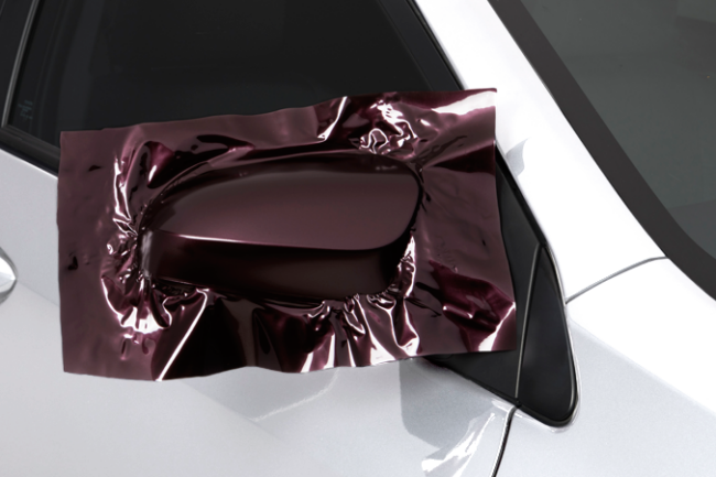 Gloss Black Rose-color-change-car-vinyl-wrap-knoxville-tennessee side mirror