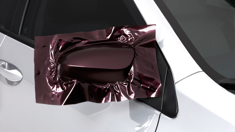 Gloss Black Rose-color-change-car-vinyl-wrap-knoxville-tennessee side mirror