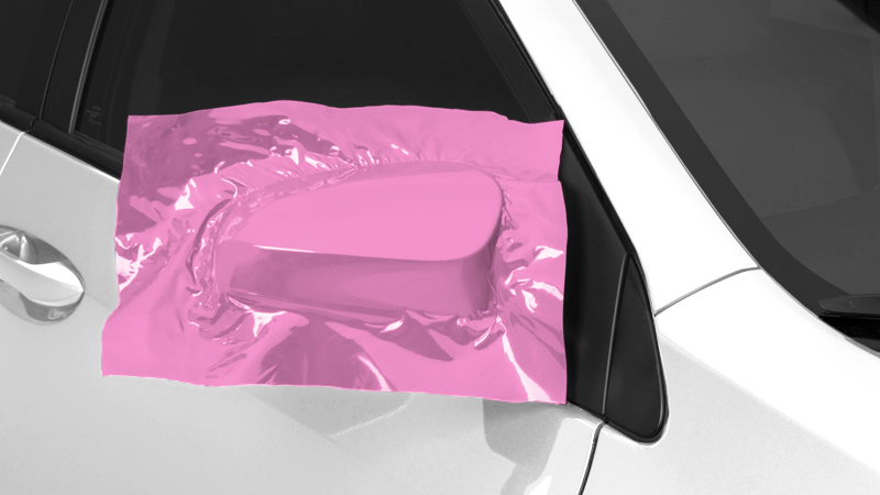 Gloss Bubblegum Pink-color-change-vinyl-wrap-knoxville-tennessee side mirrir