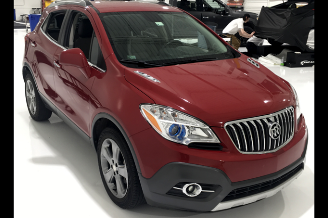 Gloss Burgundy-color-change-car-vinyl-wrap-knoxville-tennessee right front