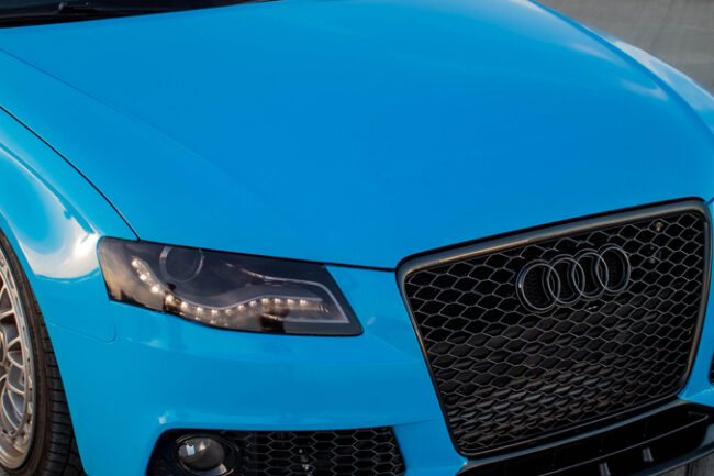 Gloss Light Blue-color-change-car-vinyl-wrap-knoxville-tennessee front bumper