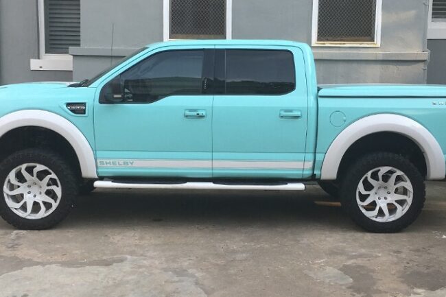 Gloss Mint Blue-color-change-car-vinyl-wrap-knoxville-tennessee left