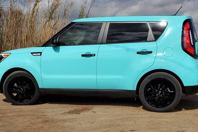 Gloss Mint Blue-color-change-car-vinyl-wrap-knoxville-tennessee left side