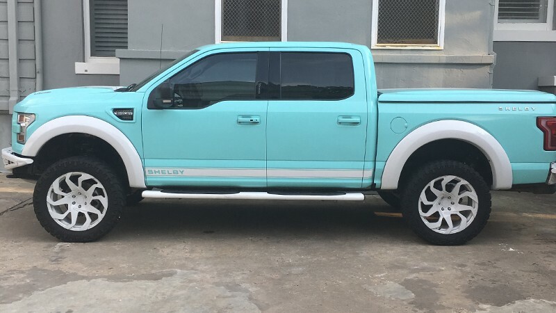 Gloss Mint Blue-color-change-car-vinyl-wrap-knoxville-tennessee left