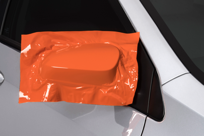 Gloss Orange-color-change-car-vinyl-wrap-knoxville-tennessee side mirror