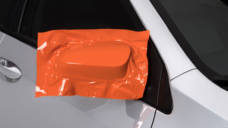 Gloss Orange-color-change-car-vinyl-wrap-knoxville-tennessee side mirror