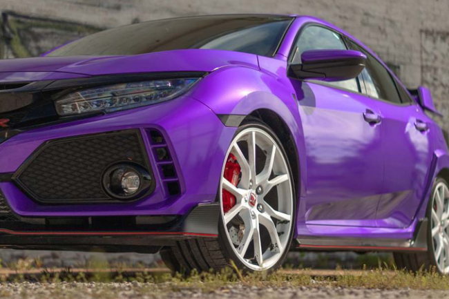Gloss Passion Purple-color-change-car-vinyl-wrap-knoxville-tennessee left bumper