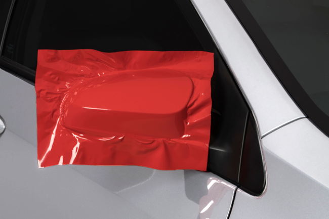 Gloss Racing Red-color-change-car-vinyl-wrap-knoxville-tennessee side mirror