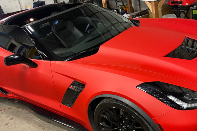 Matte Carmine Red-color-change-car-vinyl-wrap-knoxville-tennessee front