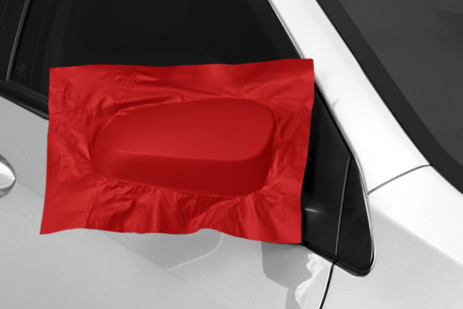 Matte Carmine Red-color-change-car-vinyl-wrap-knoxville-tennessee side mirror