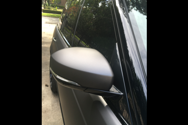 Matte Charcoal Metallic-color-change-car-vinyl-wrap-knoxville-tennessee right side mirror