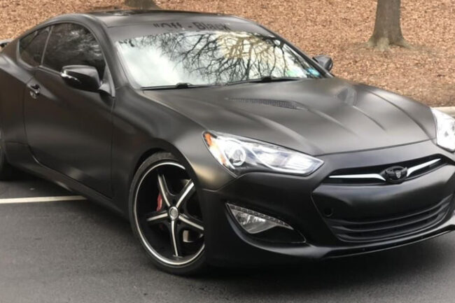 Satin-Black-color-change-car-vinyl-wrap-knoxville-tennessee front