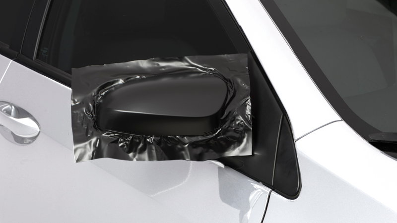 Satin-Black-color-change-car-vinyl-wrap-knoxville-tennessee side mirror