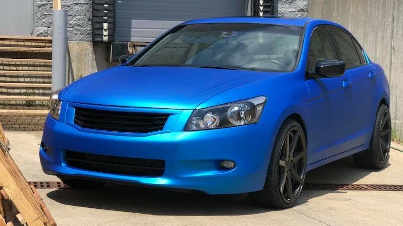Satin Blue Aluminum-color-change-car-vinyl-wrap-knoxville-tennessee front