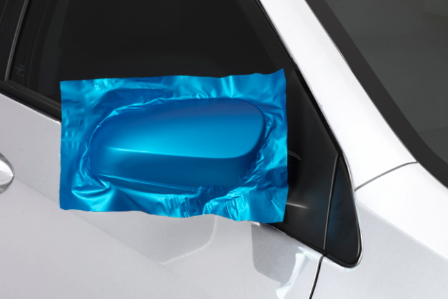 Satin Blue Aluminum-color-change-car-vinyl-wrap-knoxville-tennessee side mirror