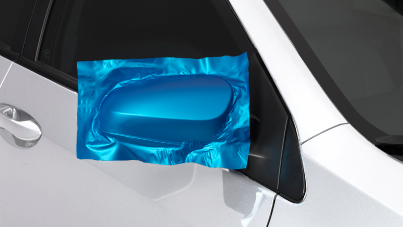 Satin Blue Aluminum-color-change-car-vinyl-wrap-knoxville-tennessee side mirror