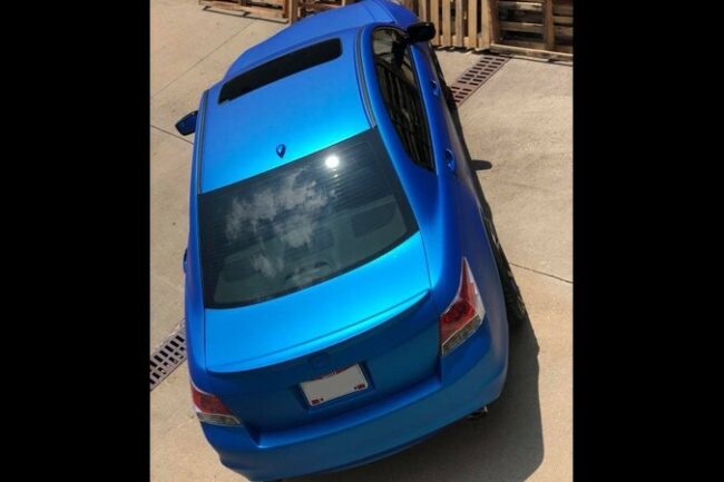 Satin Blue Aluminum-color-change-car-vinyl-wrap-knoxville-tennessee top