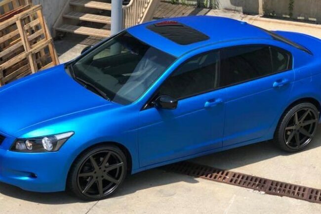 Satin Blue Aluminum-color-change-car-vinyl-wrap-knoxville-tennessee top left