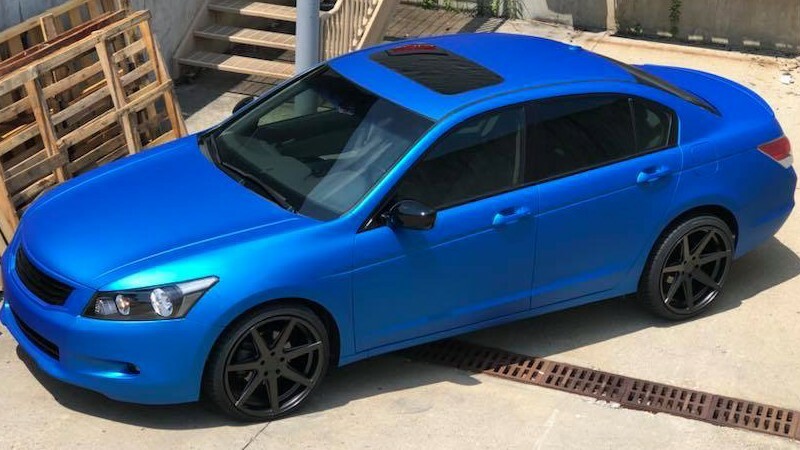 Satin Blue Aluminum-color-change-car-vinyl-wrap-knoxville-tennessee top left