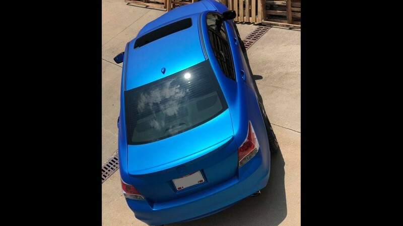 Satin Blue Aluminum-color-change-car-vinyl-wrap-knoxville-tennessee top