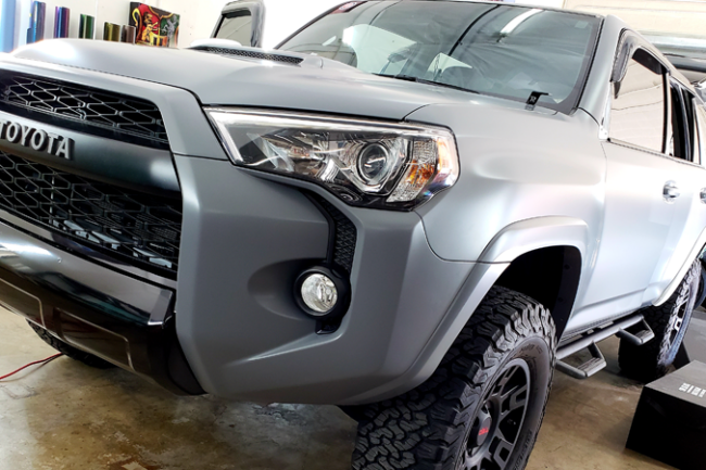 Satin Nardo Gray-color-change-car-vinyl-wrap-knoxville-tennessee toyota front