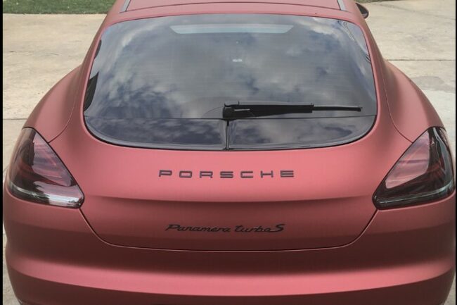 Satin Red Aluminum-color-change-car-vinyl-wrap-knoxville-tennessee back