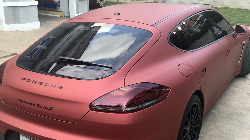 Satin Red Aluminum-color-change-car-vinyl-wrap-knoxville-tennessee back side