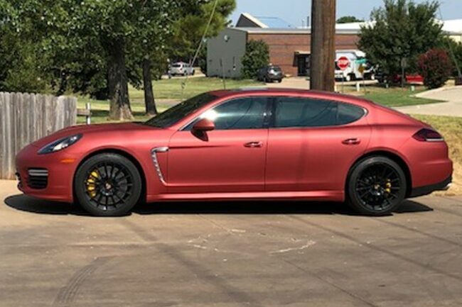 Satin Red Aluminum-color-change-car-vinyl-wrap-knoxville-tennessee right side