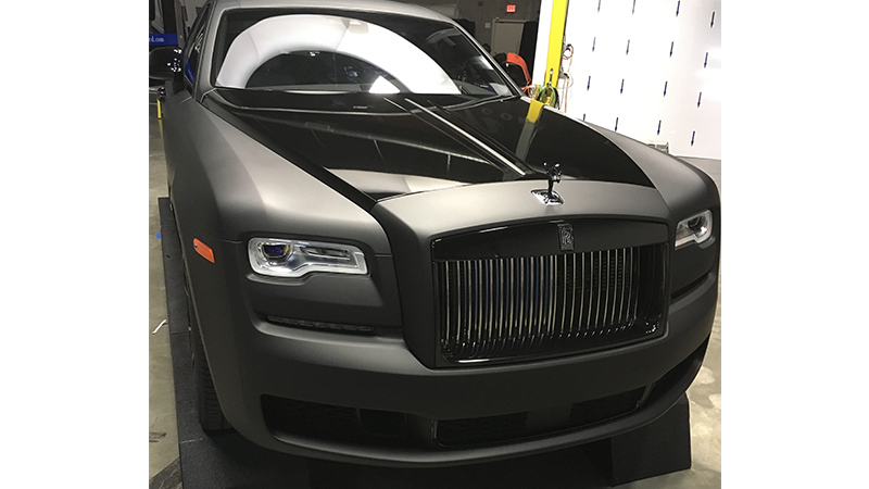 Gloss black-color-change-car-vinyl-wrap-knoxville-tennessee Rolls Royce