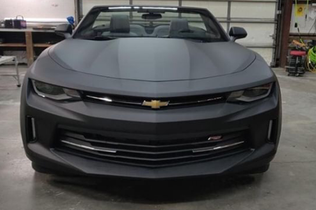 Matte Black-color-change-car-vinyl-wrap-knoxville-tennessee front car