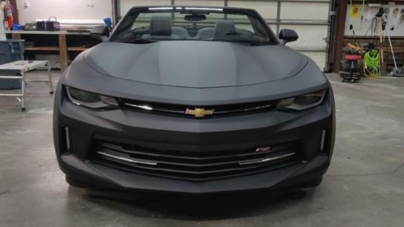 Matte Black-color-change-car-vinyl-wrap-knoxville-tennessee front car